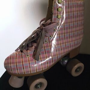 Plaid Pink Roller Skates
